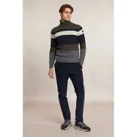River Woods Slim Fit Fancy Striped Virgin Wool Roll Neck Sweater Olive M Talla: S | Jerséis cuello Alto Outlet | Hombre | Verde
