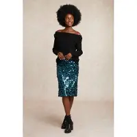 River Woods Straight Sequin Midi Skirt Green Talla: 34 | Faldas Midi Outlet | Mujer | Verde