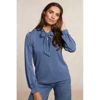 River Woods Fancy Lurex T-shirt With Bow Blue Talla: XS | Camisetas de Seda Outlet | Mujer | Azul