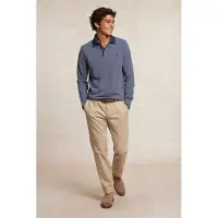 River Woods Custom Fit Cotton Jacquard Polo Admiral/night Sky Blue Talla: S | Manga Larga Outlet | Hombre | Azul