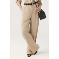 Ba&sh Wide Trousers Beige Talla: L | Pantalones Formales Outlet | Mujer | Marrón