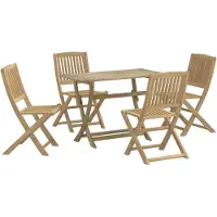 vidaXL Juego de mesa de jardín de 5 piezas, madera maciza de acacia