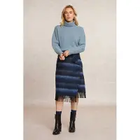 River Woods Striped Woolen Ruffle Portefeuille Skirt Blue Talla: 36 | Mini Faldas Outlet | Mujer | Azul