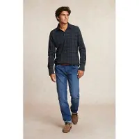 River Woods Custom Fit Cotton Checked Polo Admiral /bottle Blue Talla: S | Polos Outlet | Hombre | Azul