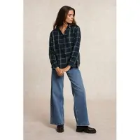 River Woods Loose Checked Blouse Blue/khaki Talla: 34 | Manga Larga Outlet | Mujer | Azul