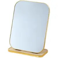 Merkloos Espejo de maquillaje plegable dorado para uso doméstico