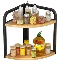 Merkloos Estantería de hierbas de Eck - Organizador de madera y hierro para la cocina