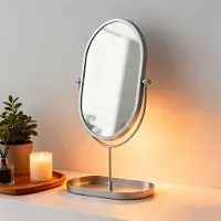 Merkloos Espejo de pared ovalado con marco de metal y caja de almacenamiento