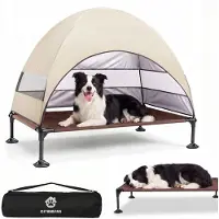 Merkloos Cama elevada para perros con techo plegable: cama para exteriores, ideal para jardín y playa