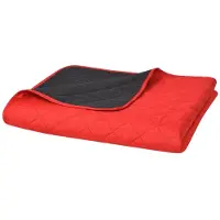vidaXL Manta reversible con diseño acolchado, color rojo y , 230x260 cm