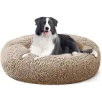 Merkloos Cama para perros de tamaño grande y mediano, con forma de rosquilla, que proporciona comodidad y tranquilidad