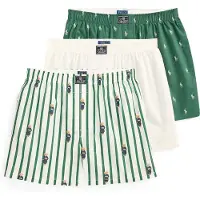 Ralph Lauren para hombre. 714830273051 Set de 3 bóxers de algodón verde, blanco (M), Casual, outlet 2026.