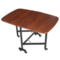 StarTech.com Mesa plegable - Mesa de comedor - Estilo moderno - 120 x 80 x 75 cm - 6 ruedas con freno - Estructura de metal - Capacidad de carga: 100 kg - Color marrón