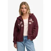 Superdry para mujer. W2012712A Sudadera con capucha y cremallera Relaxed Crop burdeos (S), Casual, Algodón, outlet 2026.