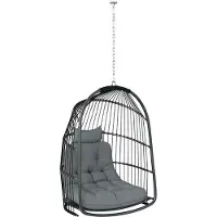Outsunny Silla colgante , cesta colgante con cojín, mimbre sintético, sillón oscilante