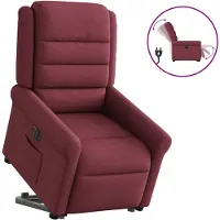 vidaXL Sillón reclinable eléctrico con ayuda para levantarse, color burdeos, tapizado en tela