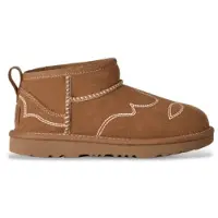 Ugg unisex para niños. 1184371K Botines de piel Classic Ultra Mini Western marrón (31), Plano, Ante, Ninguno, Casual, moda infantil, out