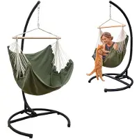 AMANKA Silla colgante HMG-39, color verde musgo + estructura para silla colgante HSG-155, color