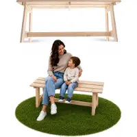 Kadax Banco de parque de madera sin respaldo, 119 cm, banco macizo para terraza