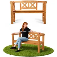 Kadax Banco de jardín , 120x47x81,5 cm. Banco con espacio de almacenamiento fabricado con una placa de fibra de madera (119 cm / marrón / modelo X)