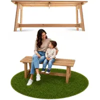 Kadax Banco de parque de madera sin respaldo, 119 cm, banco macizo para terraza