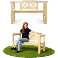 Kadax Banco de parque de madera con respaldo, 119 cm, para terraza o jardín
