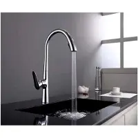 Markenlos Grifo de cocina con caño extensible de latón, retráctil para el lavabo, mezclador para agua caliente y fría, y pistola de ducha para baño en color gris y negro