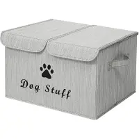 Merkloos Caja de almacenamiento para juguetes de perro: caja plegable y transpirable hecha de bambú