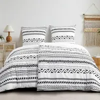 Merkloos Juego de funda de edredón de 135 x 200 cm, de 4 piezas, color gris con estampado bohemio, fabricado en microfibra y con cierre de cremallera