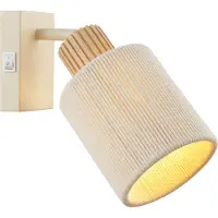 Brilliant Aplique de pared Arlo, beige/color madera, tejido, altura 21 cm, E27
