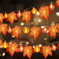 Rosikey Guirnalda de luces de Halloween con calabazas y hojas de arce, luz blanca cálida, LED, funciona con batería, para decoración de Thanksgiving, Halloween, fiestas en casa. 6 metros, 40 LEDs