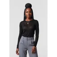 ARKET Oddrun Wool Rib Ls Black Talla: M | Manga Larga Outlet | Mujer | Negro