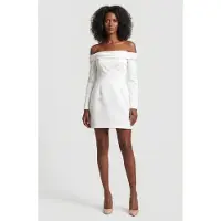 Odd Muse Satin Bardot Mini Dress White Talla: XL TALL | Mini Vestidos Outlet | Mujer | Blanco
