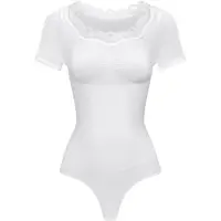 Cfab Body moldeador 'Lace T-Shirt Bodysuit Sculpting Shapewear with String' blanco