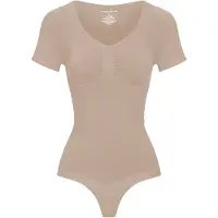 Cfab Body moldeador 'T-Shirt Bodysuit Sculpting Shapewear mit String' beige