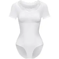 Cfab Body moldeador 'Lace T-Shirt Bodysuit Sculpting Shapewear with slip' blanco