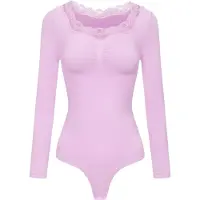 Cfab Body moldeador 'Lace Bodysuit Sculpting Shapewear Longsleeve mit String' orquidea