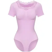 Cfab Body moldeador 'Lace T-Shirt Bodysuit Sculpting Shapewear with slip' orquidea
