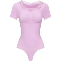Cfab Body moldeador 'Lace T-Shirt Bodysuit Sculpting Shapewear with String' orquidea