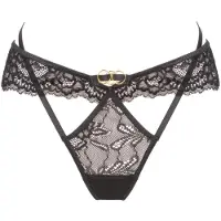 WHITE RVBBIT Tanga 'Black Rose' negro