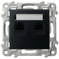 Ospel Toma de corriente doble para ordenador, categoría 5e MMC SZAFIR, color negro, marca