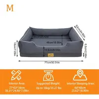 StarTech.com Cama ortopédica para perros - Sofá para perros - 77 x 63 x 18 cm - Funda desmontable y lavable a máquina - Base de espuma y acolchado perimetral - Algodón transpirable - Gris oscuro