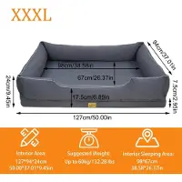 StarTech.com Cama ortopédica para perros - Sofá para perros - 3XL, 127 x 94 x 24 cm - 100% algodón - Funda desmontable y lavable a máquina - Transpirable - Gris oscuro