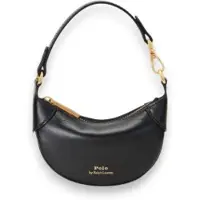 Ralph Lauren para mujer. 427938050001 Bolso de piel media luna negro (OSFA), Casual, outlet 2026.