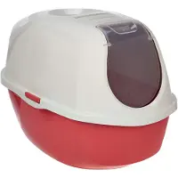 Moderna Arenero inteligente moderno para gatos - (fabricado con materiales reciclados). Modelo P4. Dimensiones: 54,5 x 39,1 x 40,3 cm. Color: rojo