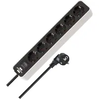 Brennenstuhl 1153260020 - Regleta de enchufes Ecolor, 6 enchufes, blanco/negro (S)