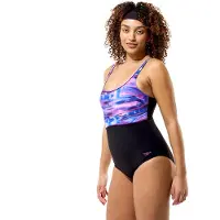 Speedo - Women's Print Contour Eclipse One Piece - Traje de baño size 44, negro