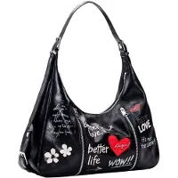 Desigual , Bolso Mensaje Grande, Poliamida, Negro, U