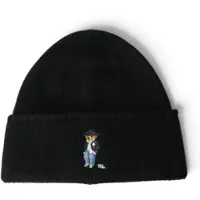 Ralph Lauren para mujer. 455P23854001 Gorro Bear negro (OSFA), Casual, Lana, outlet 2026.