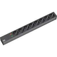 Bachmann , regleta de enchufes de 19 pulgadas, 8 tomas, con protección contra sobretensiones (ÜS), sin interruptor, color negro